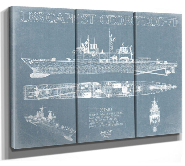 Bella Frye USS Cape St. George (CG-71) Blueprint Wall Art - Original Cruiser Print