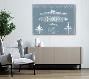 Bella Frye USS Oklahoma (BB-37) Blueprint Wall Art - Original Cruiser Print