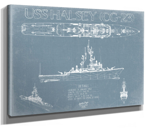 Bella Frye USS Halsey (CG-23) Blueprint Wall Art - Original Cruiser Print