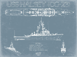 Bella Frye USS Halsey (CG-23) Blueprint Wall Art - Original Cruiser Print