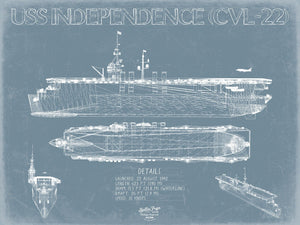 Bella Frye USS Independence (CVL-22) Blueprint Wall Art - Original Carrier Print