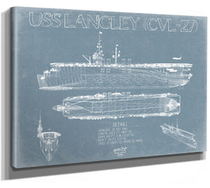 Bella Frye USS Langley (CVL-27) Blueprint Wall Art - Original Carrier Print