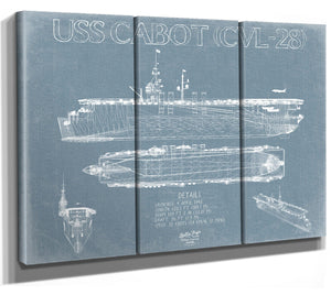 Bella Frye USS Cabot (CVL-28) Blueprint Wall Art - Original Carrier Print