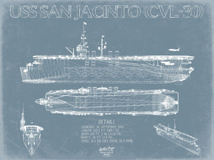 Bella Frye USS San Jacinto (CVL-30) Blueprint Wall Art - Original Carrier Print