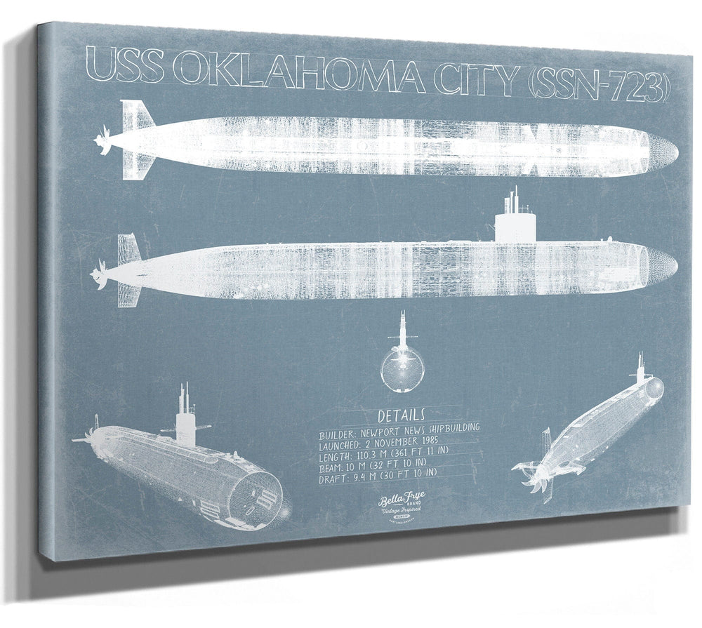 Bella Frye USS Oklahoma City (SSN-723) Blueprint Wall Art - Original Submarine Print