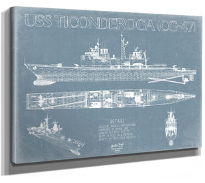 Bella Frye USS Ticonderoga (DDG-47/CG-47) Blueprint Wall Art - Original Cruiser Print