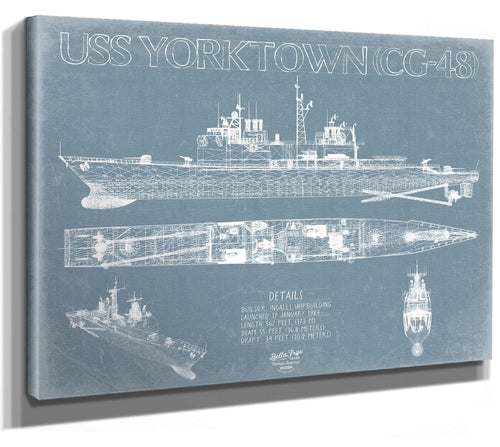 Bella Frye USS Yorktown (DDG-48/CG-48) Blueprint Wall Art - Original Cruiser Print