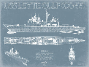 Bella Frye USS Leyte Gulf (CG-55) Blueprint Wall Art - Original Cruiser Print