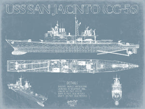 Bella Frye USS San Jacinto (CG-56) Blueprint Wall Art - Original Cruiser Print