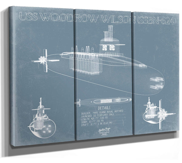 Bella Frye USS Woodrow Wilson (SSBN-624) Blueprint Wall Art - Original Submarine Print