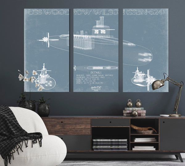 Bella Frye USS Woodrow Wilson (SSBN-624) Blueprint Wall Art - Original Submarine Print