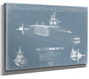 Bella Frye USS Woodrow Wilson (SSBN-624) Blueprint Wall Art - Original Submarine Print