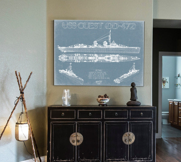 Bella Frye USS Guest (DD-472) Blueprint Wall Art - Original Destroyer Print