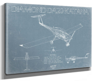 Bella Frye Diamond DA20 Katana Aircraft Blueprint Wall Art - Original Airplane Print