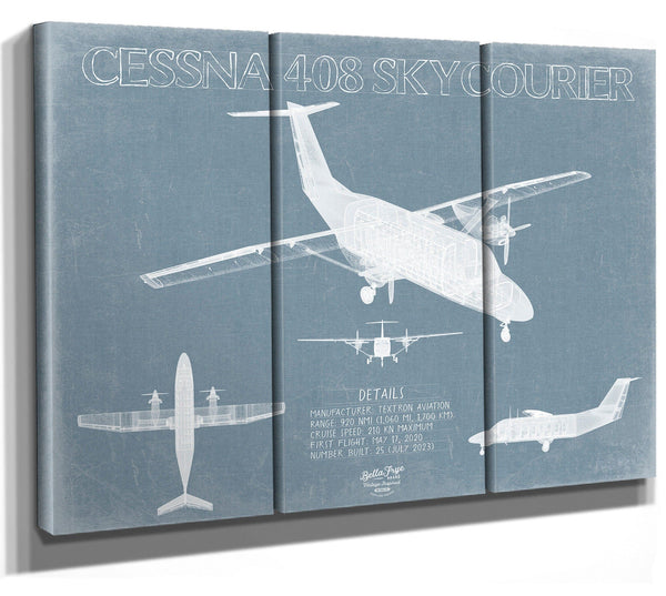 Bella Frye Cessna 408 SkyCourier Aircraft Blueprint Wall Art - Original Airplane Print