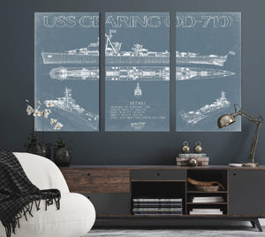 Bella Frye USS Gearing (DD-710) Blueprint Wall Art - Original Destroyer Print