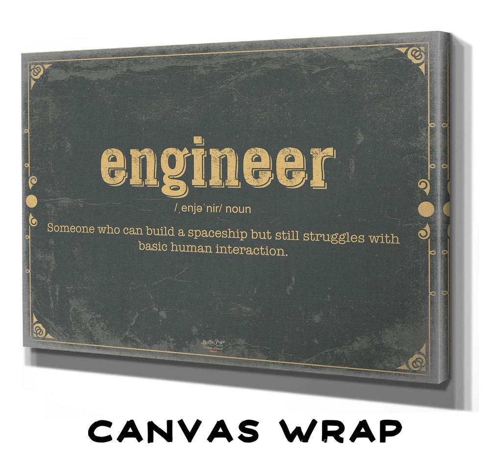 Bella Frye Engineer Word Definition Wall Art - Gift for Engineer Dictionary Artwork