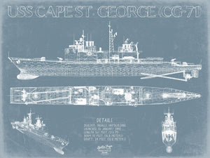 Bella Frye USS Cape St. George (CG-71) Blueprint Wall Art - Original Cruiser Print