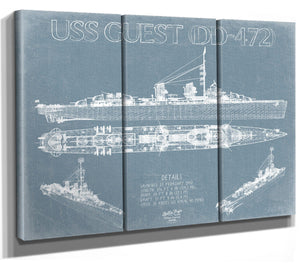 Bella Frye USS Guest (DD-472) Blueprint Wall Art - Original Destroyer Print