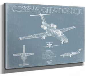 Bella Frye Cessna Citation CJ1 Aircraft Blueprint Wall Art - Original Airplane Print