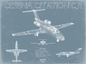 Bella Frye Cessna Citation CJ1 Aircraft Blueprint Wall Art - Original Airplane Print