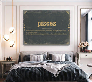 Bella Frye Pisces Word Definition Wall Art - Gift for Pisces Dictionary Artwork