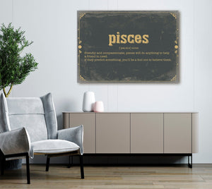 Bella Frye Pisces Word Definition Wall Art - Gift for Pisces Dictionary Artwork